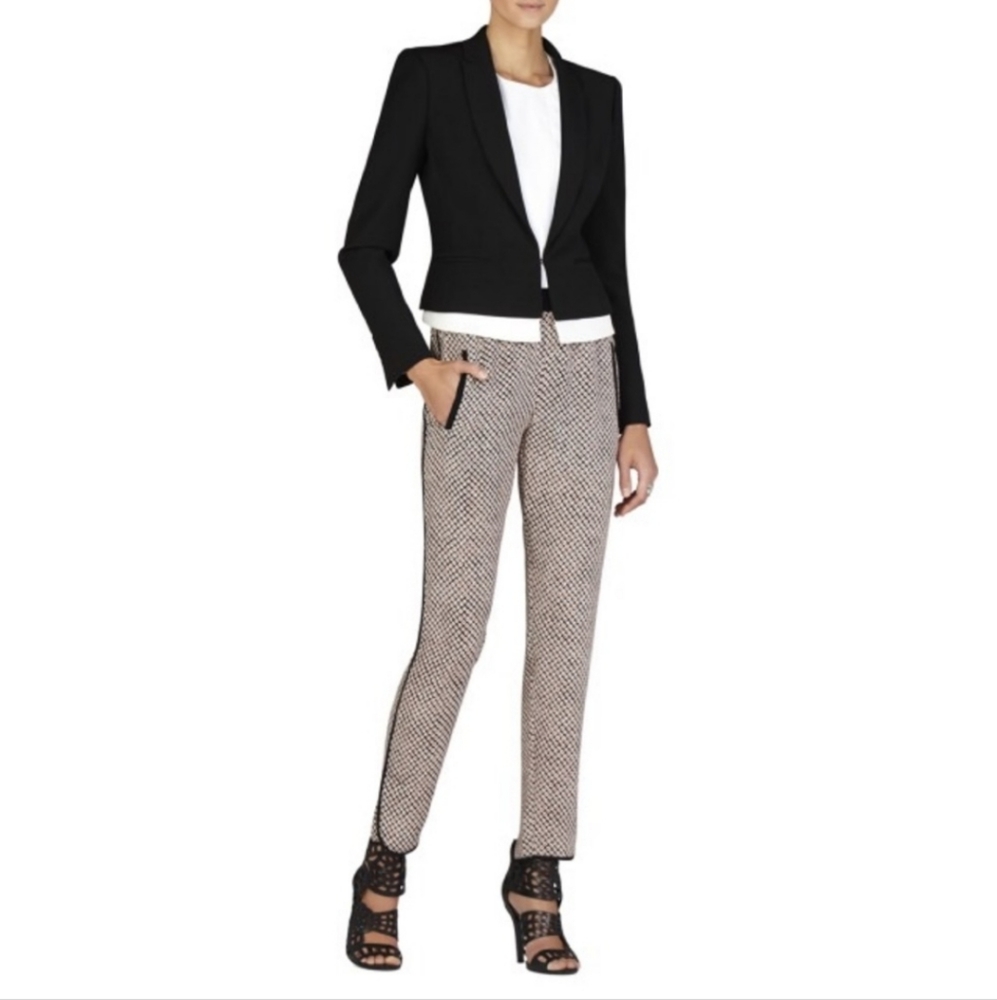 BCBG MaxAzria | XXS Spencer Contrast Flare Blazer Jacket | black white